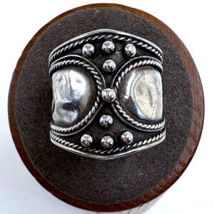 VTG Solid Sterling Silver 925 Bali Style Wide Band Rope Design Ring Size 8